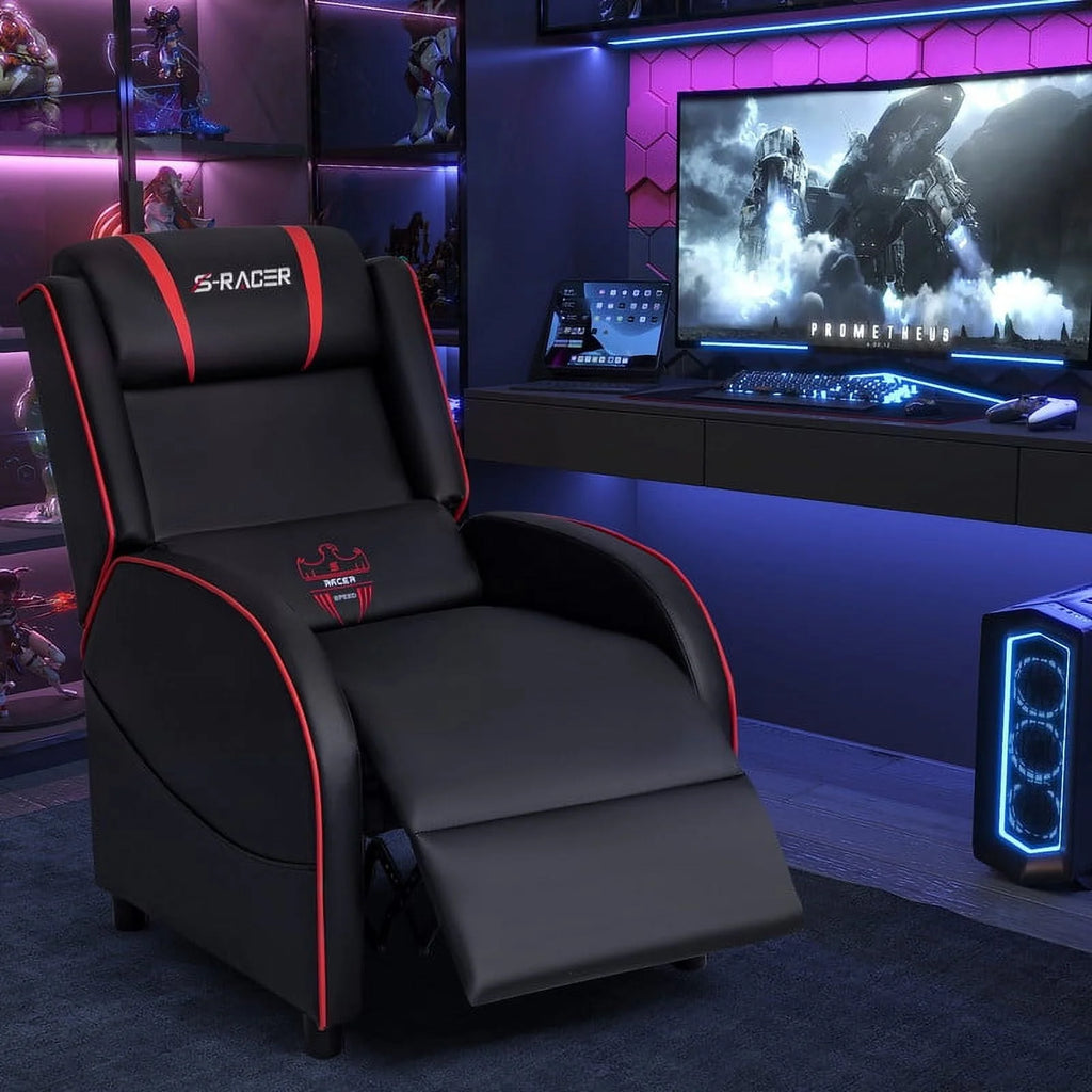 Purple PU Leather Massage Gaming Recliner Chair M37011