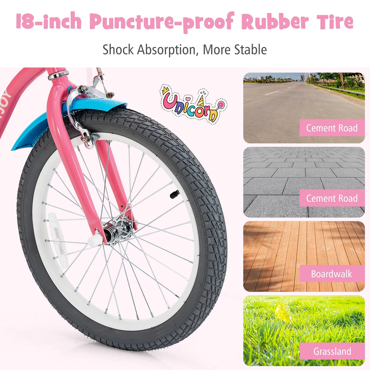 18 Inches Kids Bicycle with Training Wheels and Basket I4011