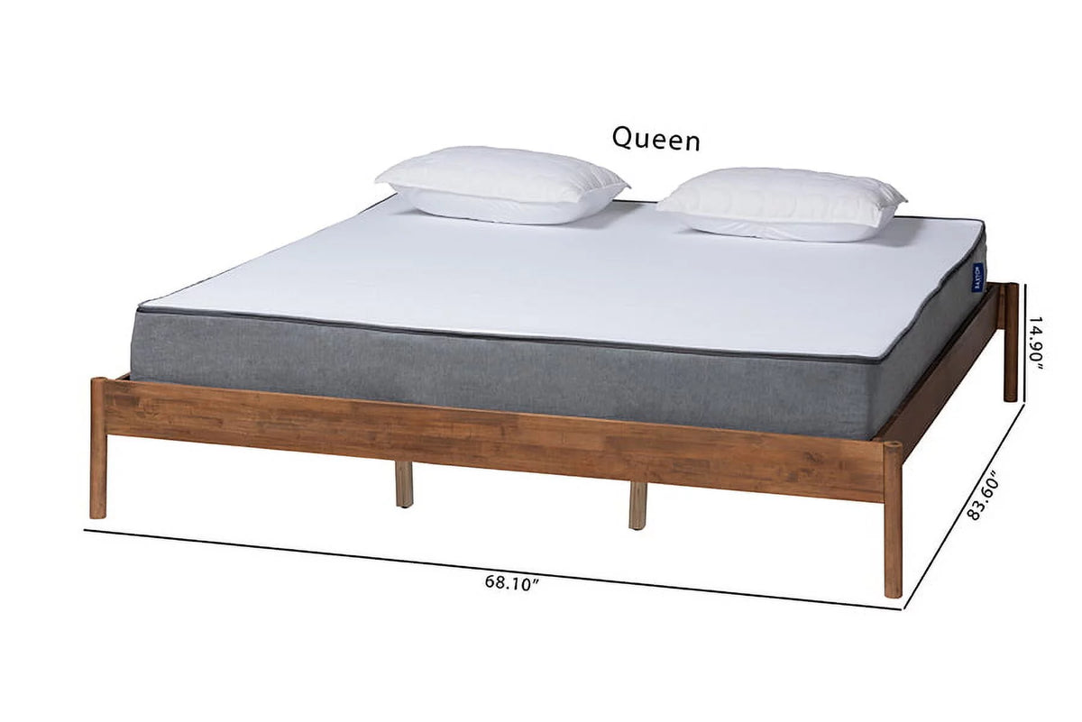 Ash Walnut Finished Wood Queen Size Bed Frame P25273
