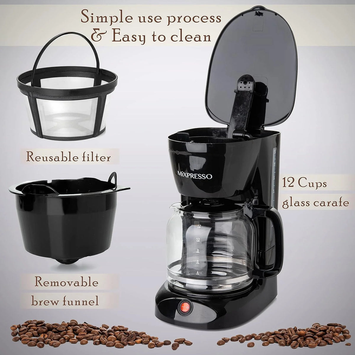 12 Cup Black Coffee Maker Y8338