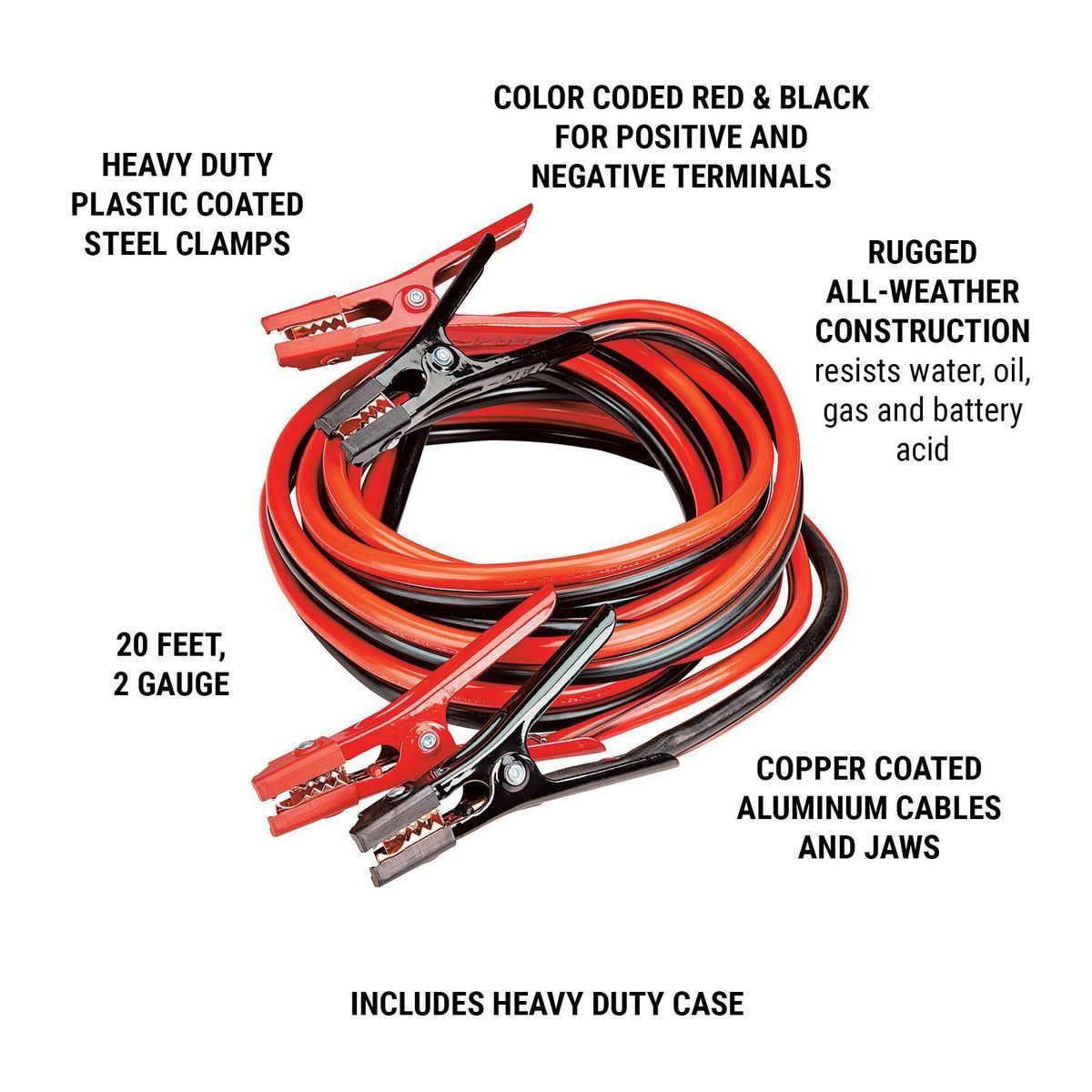 20 ft. 2 Gauge Heavy Duty Jumper Cables T663