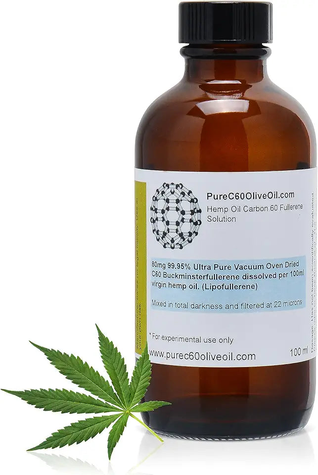 Organic Hemp Seed Oil 100ml 99.95% Carbon 60 Solvent Free 80mg Amber Glass Bottle Food Grade L768