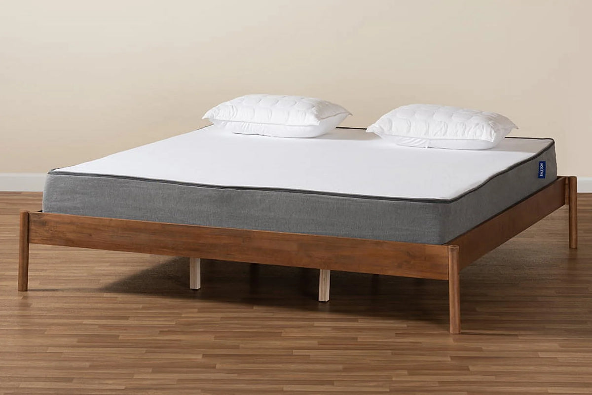 Ash Walnut Finished Wood Queen Size Bed Frame P25273