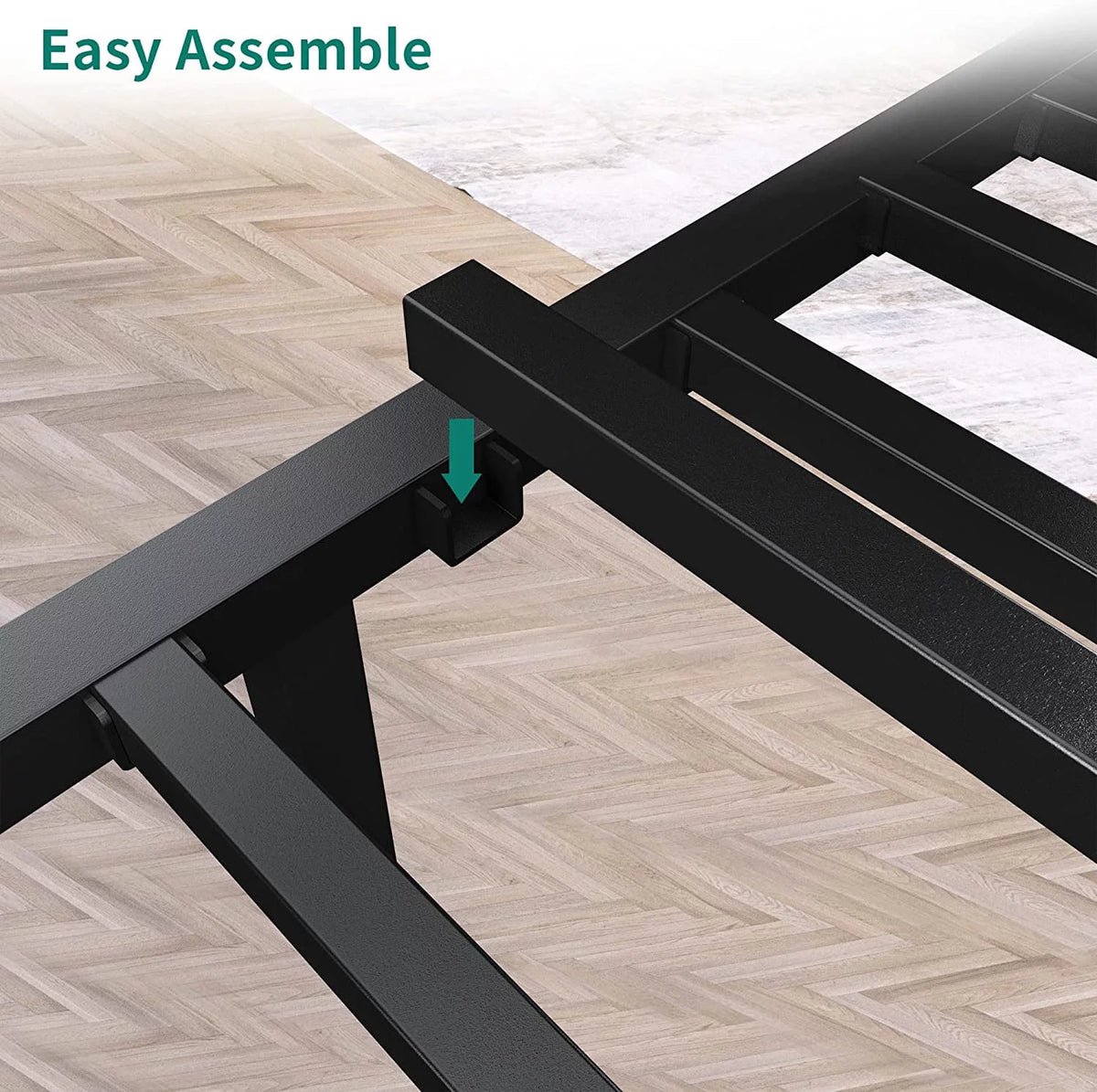Twin Size Black Metal Bed Frame with Headboard G787