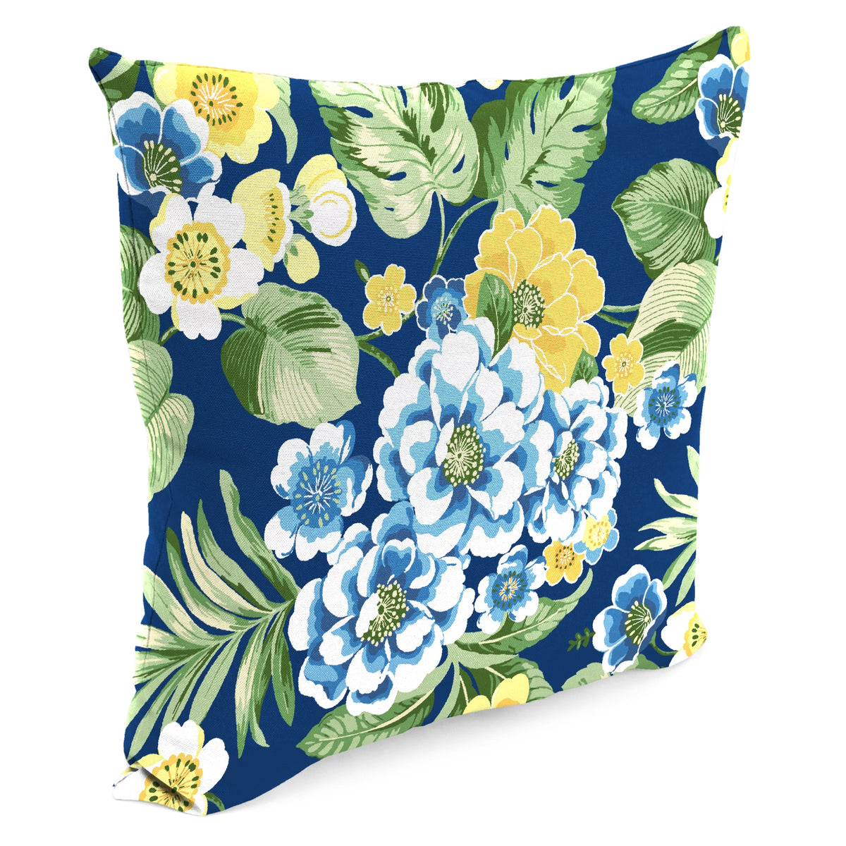 Lapis Blue Floral Square Outdoor Throw Pillow 2 Pack P5211