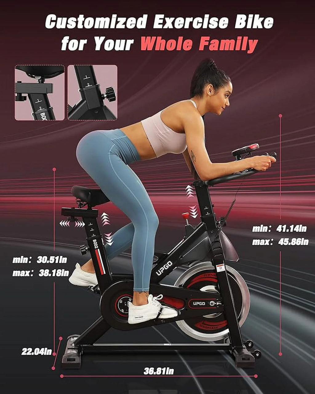 Exercise Bike 270 Lbs Weight Capacity Red D160791