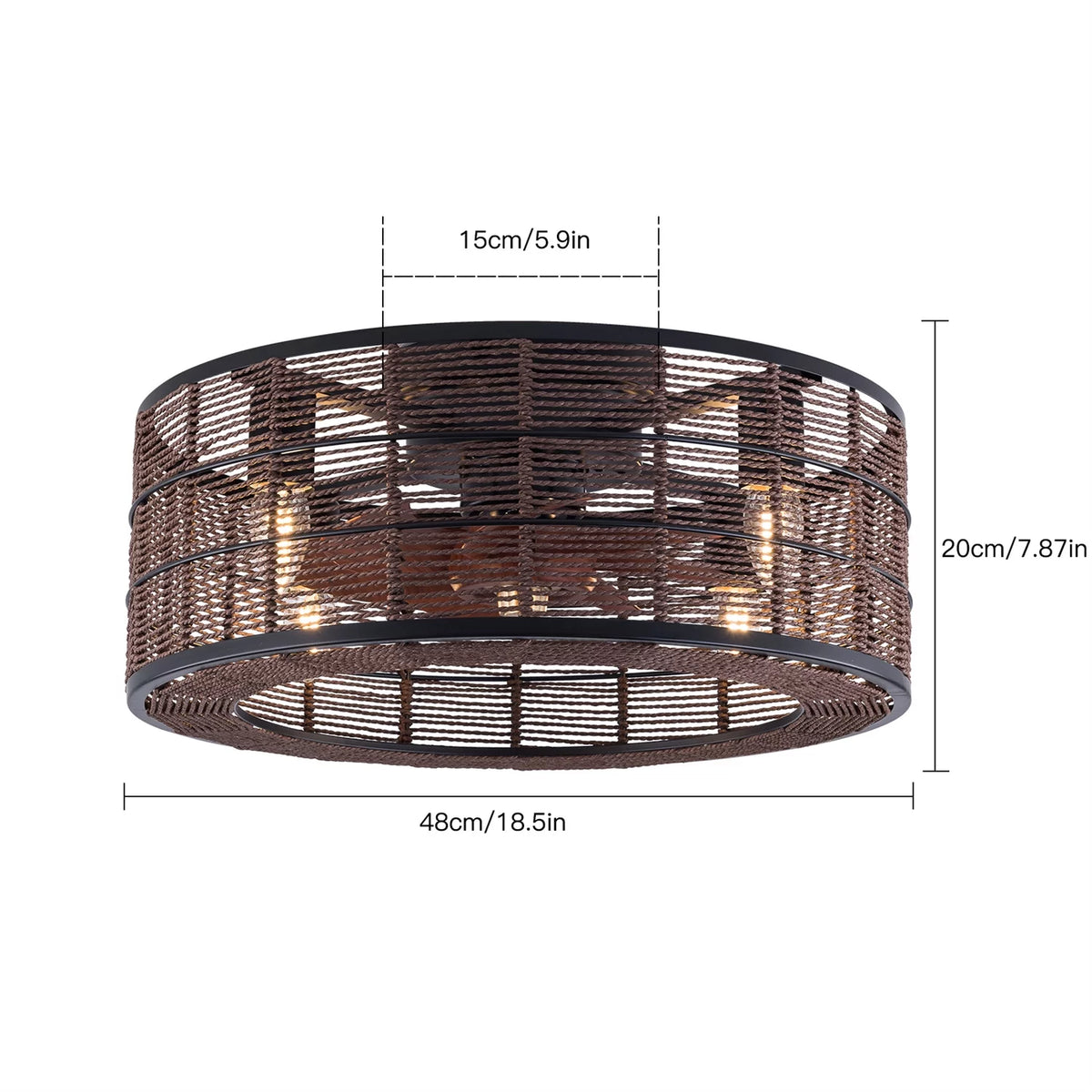 18.5 Inch Black Caged Ceiling Fan with Light H172344
