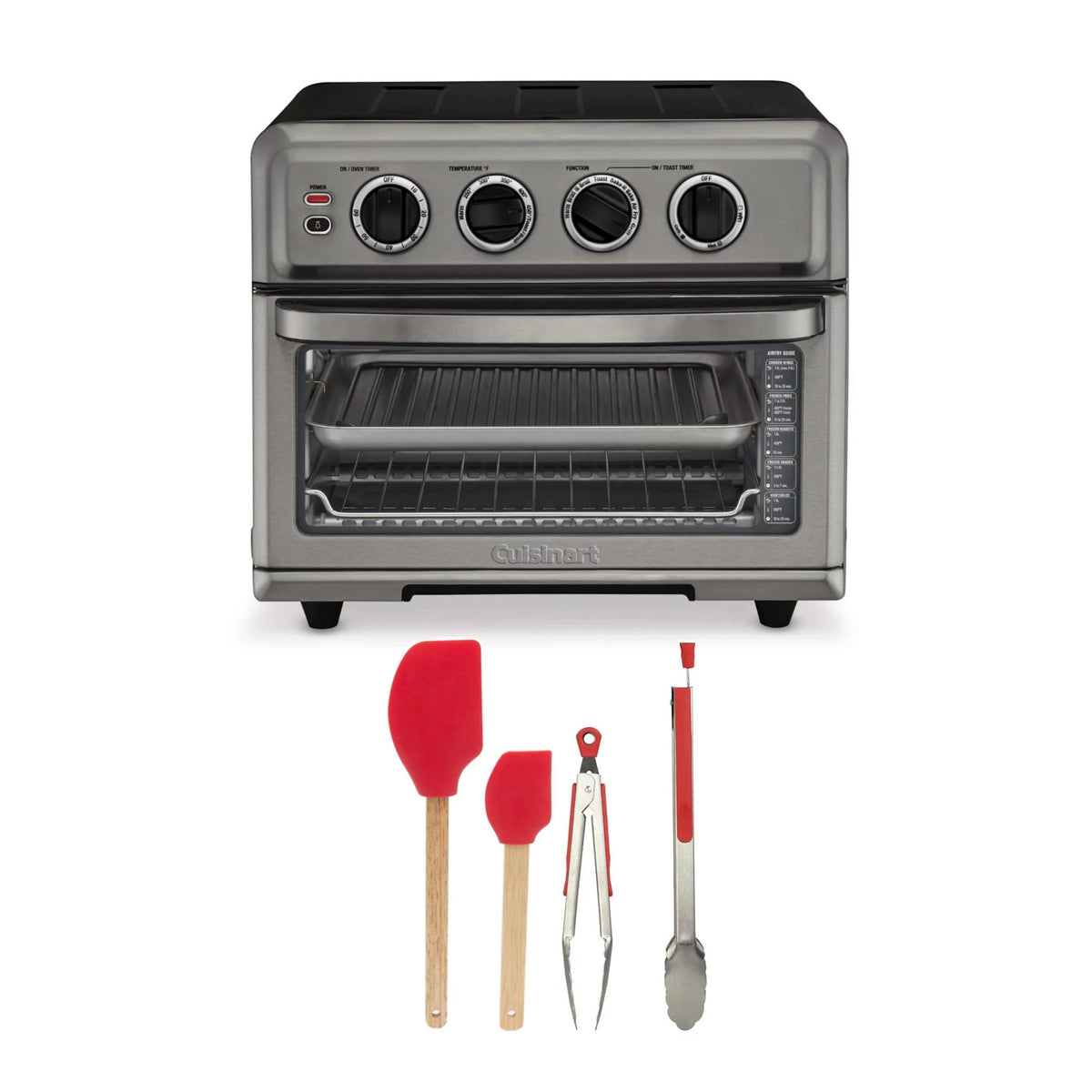 Black AirFryer Oven with Grill and Spatula and Tongs Set J6936