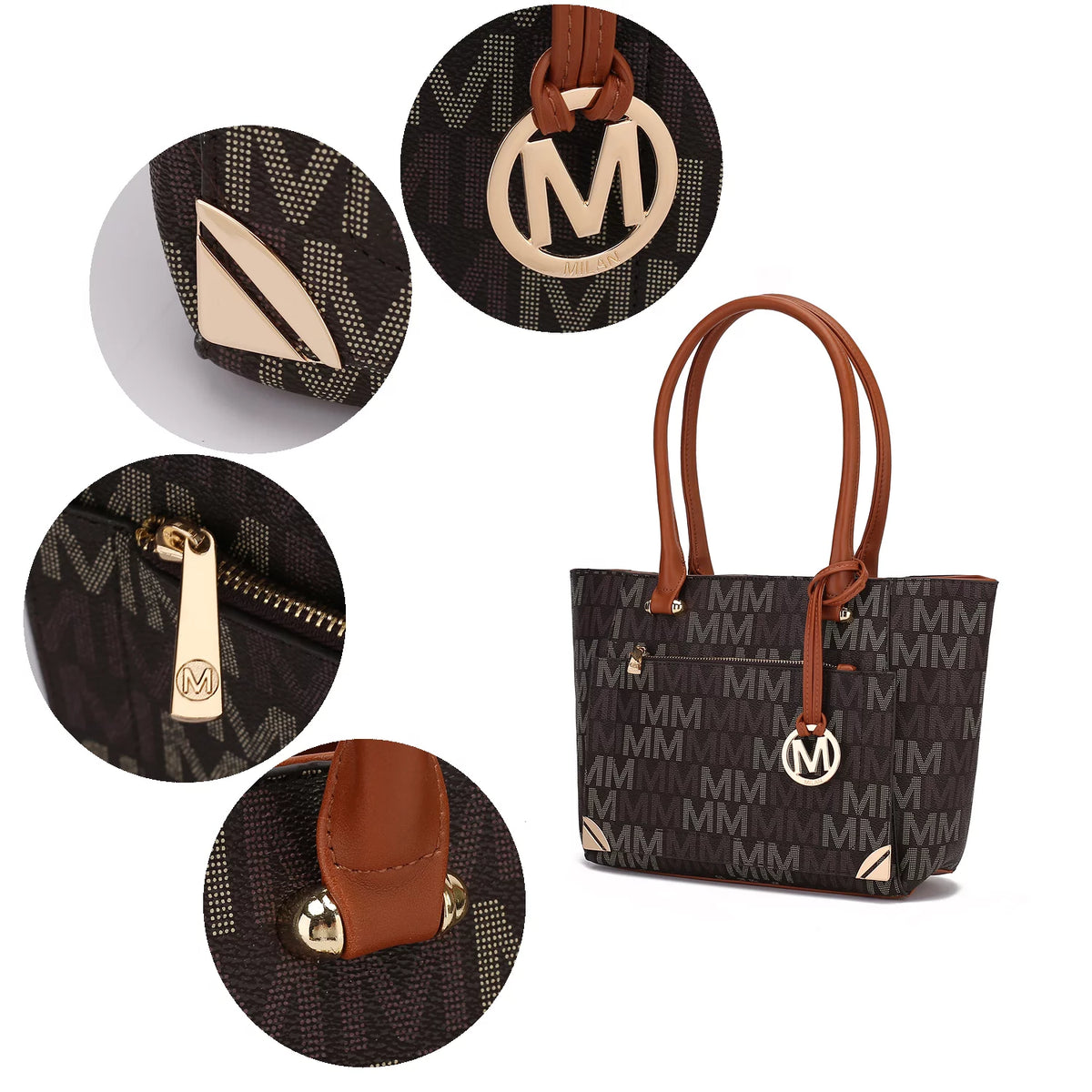 Women’s 3-Piece Mini Tote and Wallet Handbag Set, Black U799