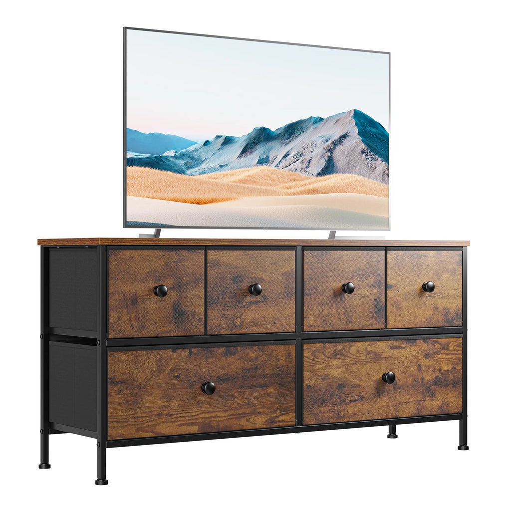8 Drawer Fabric Dresser TV Stand with Outlet E956137