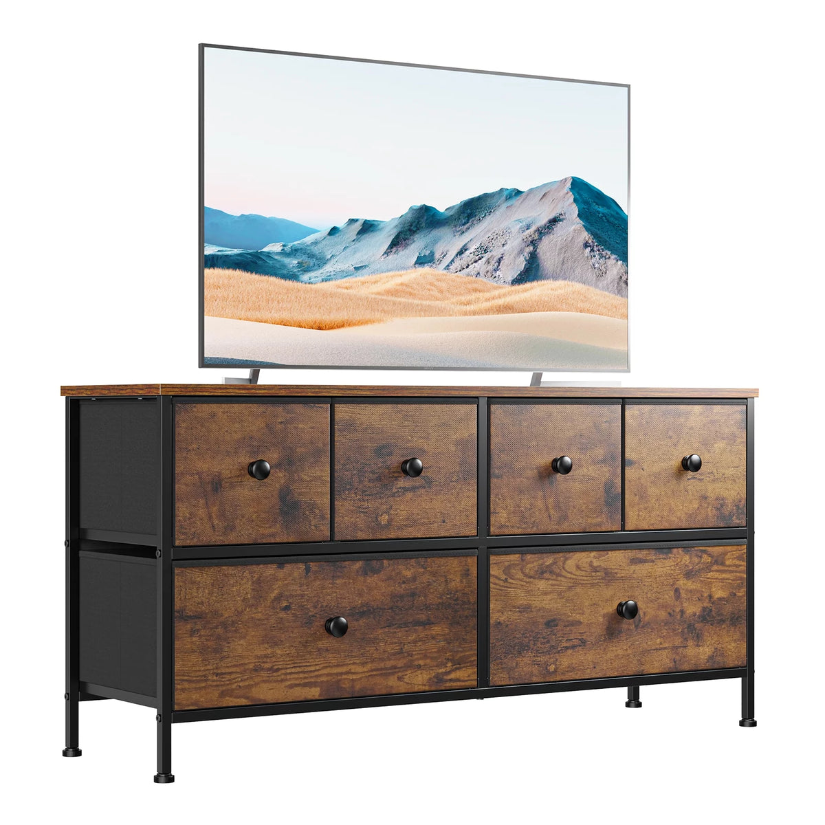 8 Drawer Fabric Dresser TV Stand with Outlet E956137