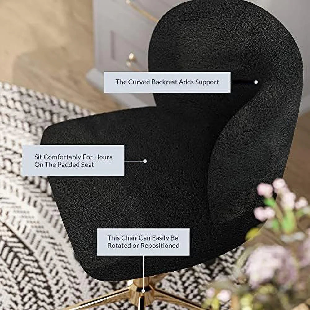 White Upholstered Boucle Office Chair with Arms B201219